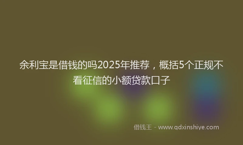 余利宝是借钱的吗2025年推荐，概括5个正规不看征信的小额贷款口子