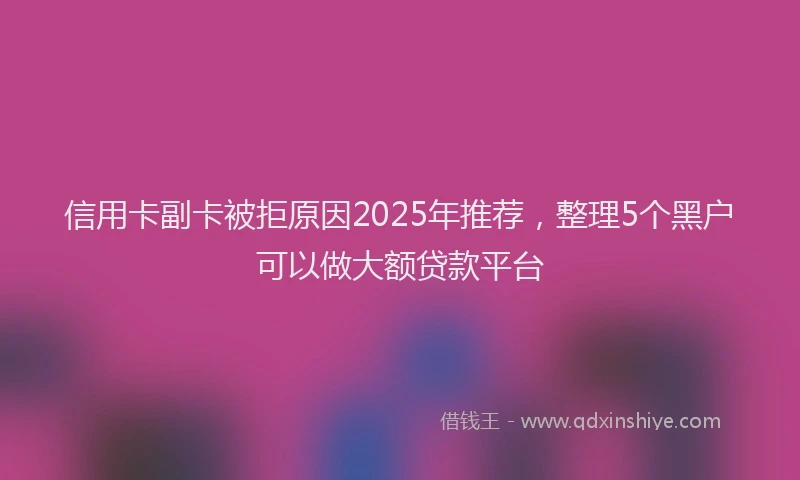信用卡副卡被拒原因2025年推荐，整理5个黑户可以做大额贷款平台