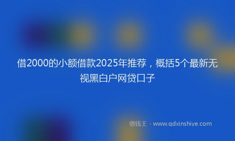 借2000的小额借款2025年推荐，概括5个最新无视黑白户网贷口子