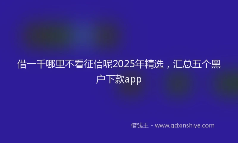 借一千哪里不看征信呢2025年精选，汇总五个黑户下款app