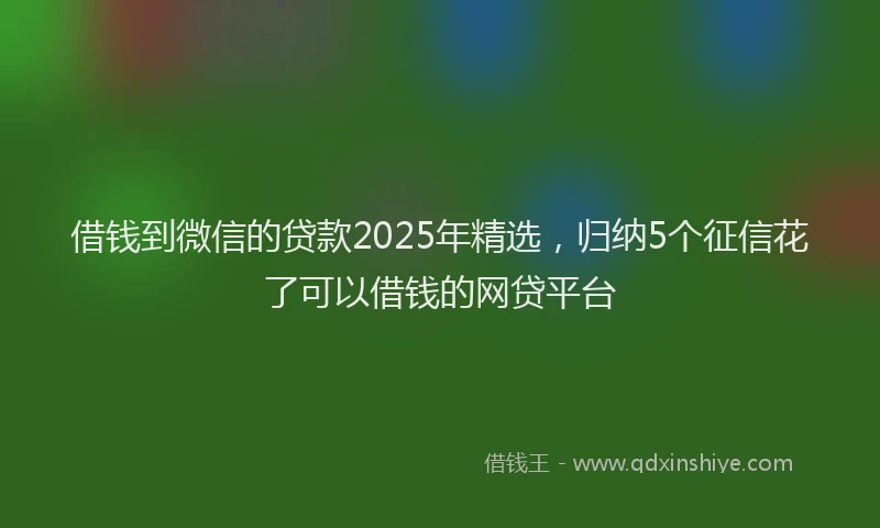 借钱到微信的贷款2025年精选，归纳5个征信花了可以借钱的网贷平台