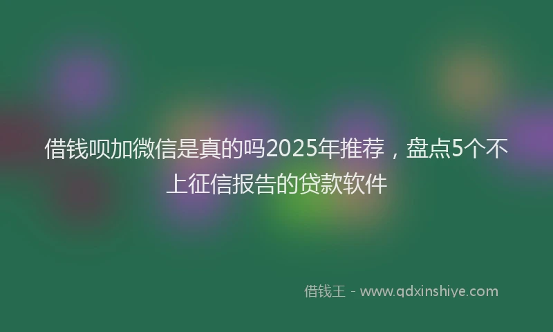 借钱呗加微信是真的吗2025年推荐，盘点5个不上征信报告的贷款软件