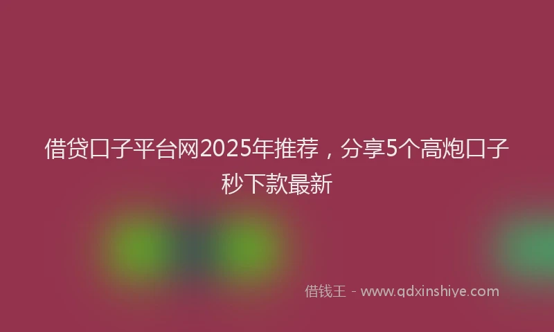 借贷口子平台网2025年推荐，分享5个高炮口子秒下款最新