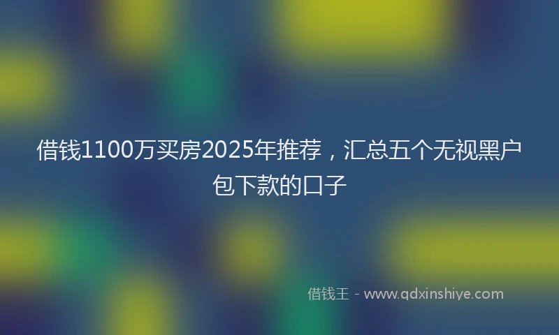 借钱1100万买房2025年推荐，汇总五个无视黑户包下款的口子