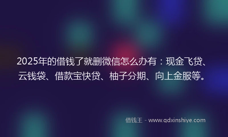 2025年的借钱了就删微信怎么办有：现金飞贷、云钱袋、借款宝快贷、柚子分期、向上金服等。