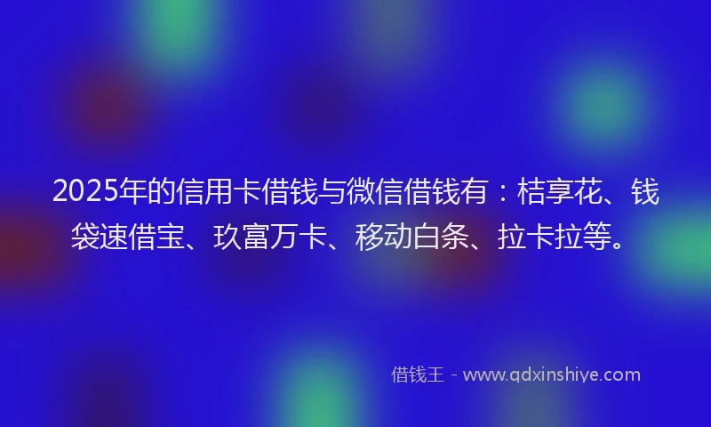 2025年的信用卡借钱与微信借钱有：桔享花、钱袋速借宝、玖富万卡、移动白条、拉卡拉等。