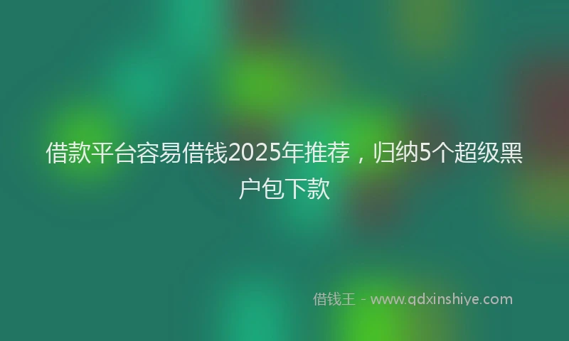 借款平台容易借钱2025年推荐,归纳5个超级黑户包下款