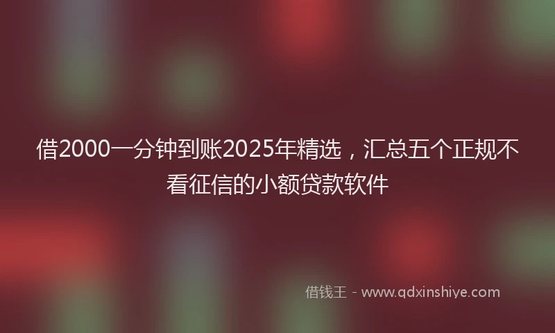 借2000一分钟到账2025年精选，汇总五个正规不看征信的小额贷款软件