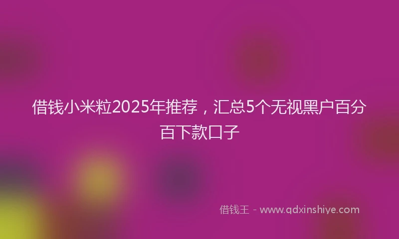 借钱小米粒2025年推荐，汇总5个无视黑户百分百下款口子