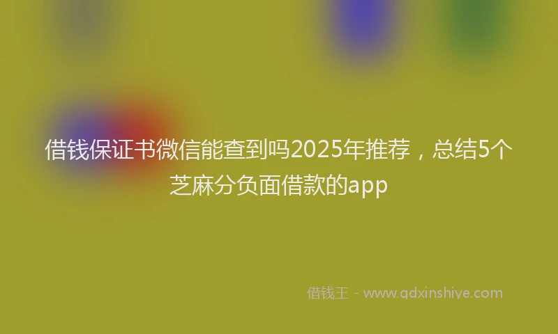 借钱保证书微信能查到吗2025年推荐，总结5个芝麻分负面借款的app