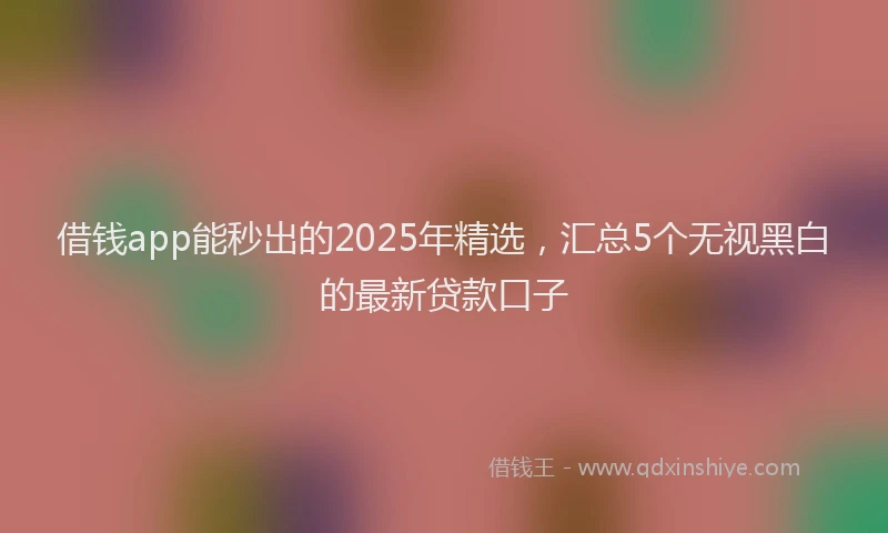 借钱app能秒出的2025年精选，汇总5个无视黑白的最新贷款口子