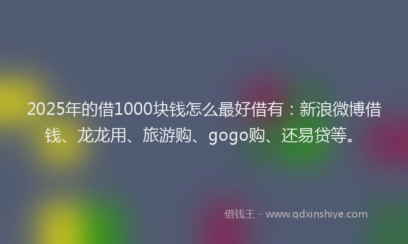 2025年的借1000块钱怎么最好借有：新浪微博借钱、龙龙用、旅游购、gogo购、还易贷等。