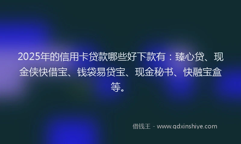 2025年的信用卡贷款哪些好下款有：臻心贷、现金侠快借宝、钱袋易贷宝、现金秘书、快融宝盒等。