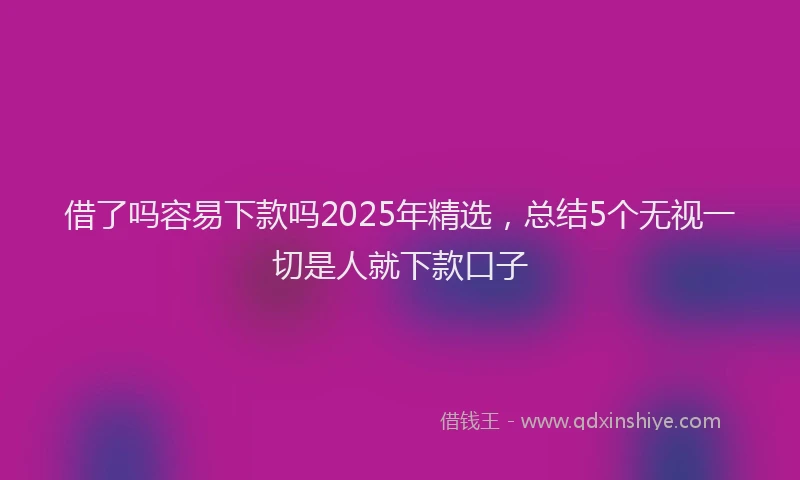 借了吗容易下款吗2025年精选，总结5个无视一切是人就下款口子