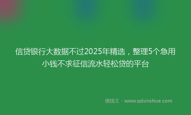 信贷银行大数据不过2025年精选，整理5个急用小钱不求征信流水轻松贷的平台