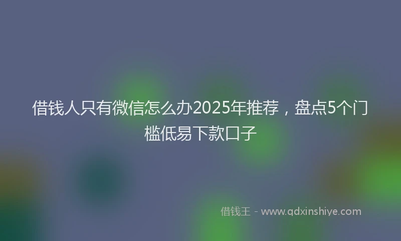 借钱人只有微信怎么办2025年推荐，盘点5个门槛低易下款口子