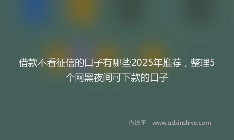 借款不看征信的口子有哪些2025年推荐，整理5个网黑夜间可下款的口子