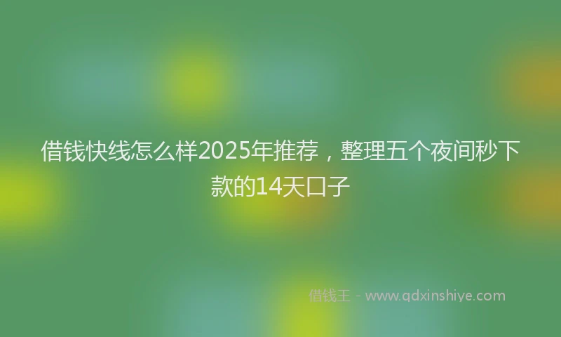 借钱快线怎么样2025年推荐，整理五个夜间秒下款的14天口子
