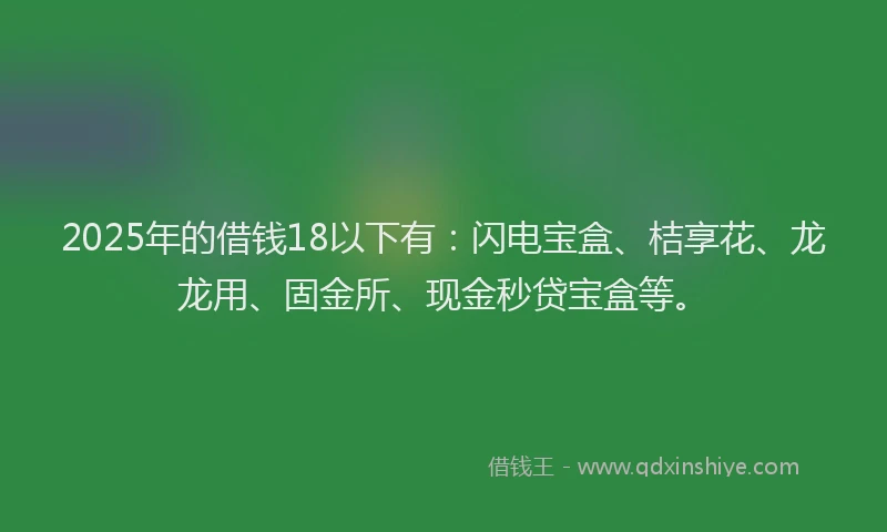 2025年的借钱18以下有：闪电宝盒、桔享花、龙龙用、固金所、现金秒贷宝盒等。