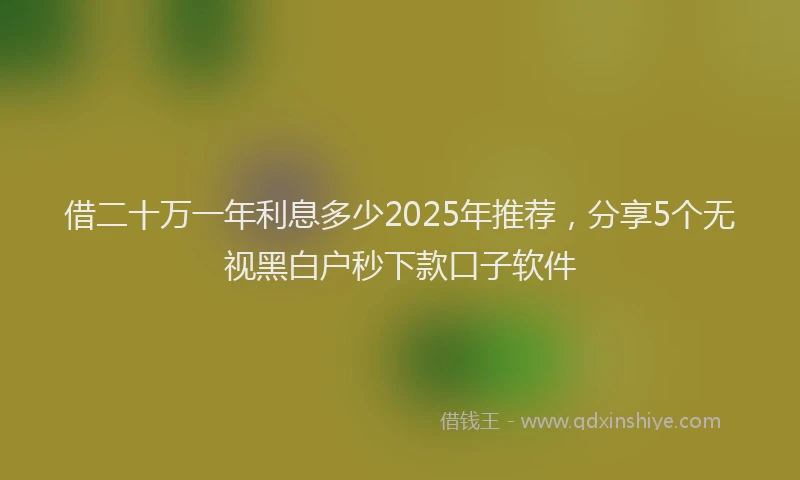 借二十万一年利息多少2025年推荐，分享5个无视黑白户秒下款口子软件
