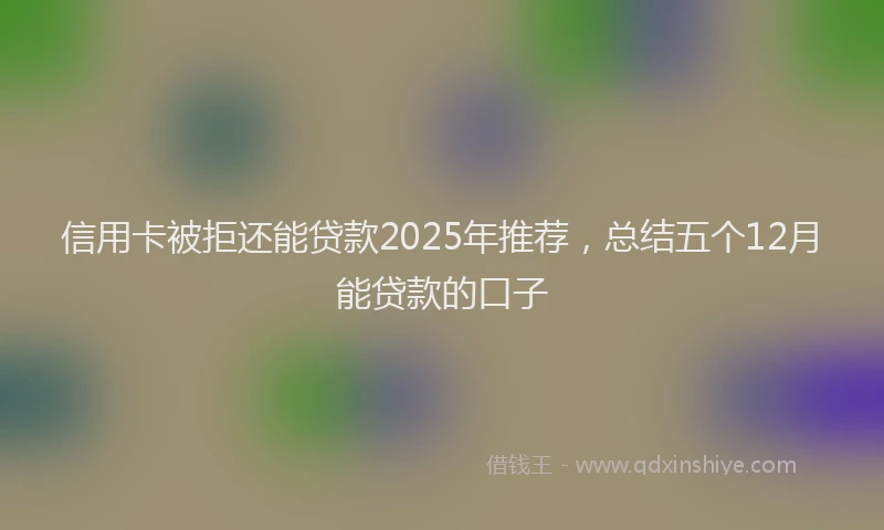 信用卡被拒还能贷款2025年推荐，总结五个12月能贷款的口子