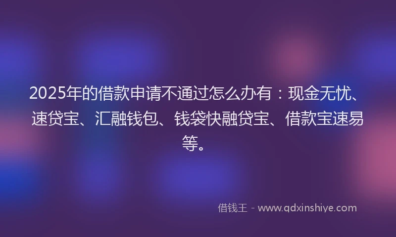 2025年的借款申请不通过怎么办有：现金无忧、速贷宝、汇融钱包、钱袋快融贷宝、借款宝速易等。