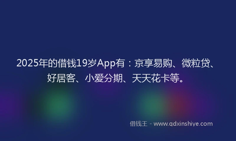 2025年的借钱19岁App有：京享易购、微粒贷、好居客、小爱分期、天天花卡等。