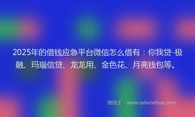 2025年的借钱应急平台微信怎么借有：你我贷-极融、玛瑙信贷、龙龙用、金色花、月亮钱包等。