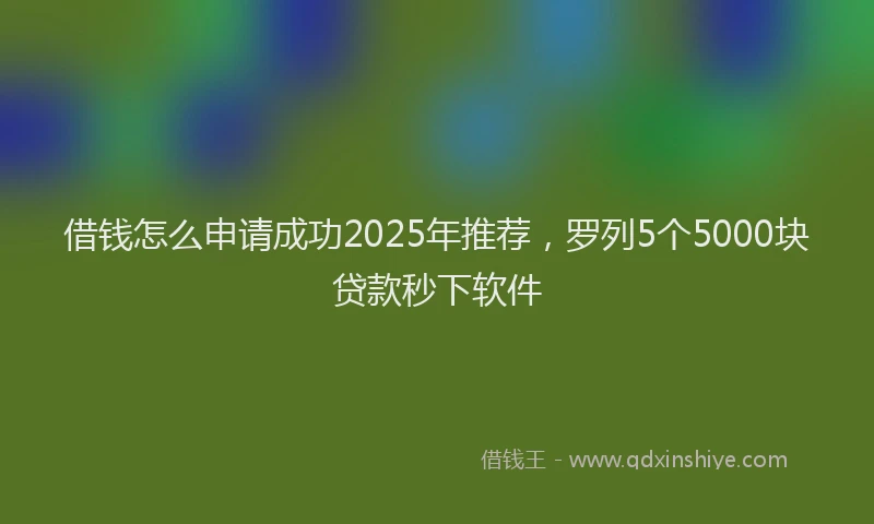 借钱怎么申请成功2025年推荐，罗列5个5000块贷款秒下软件
