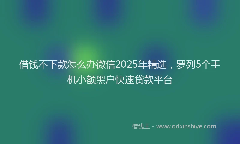 借钱不下款怎么办微信2025年精选，罗列5个手机小额黑户快速贷款平台