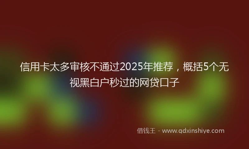 信用卡太多审核不通过2025年推荐，概括5个无视黑白户秒过的网贷口子