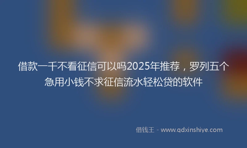 借款一千不看征信可以吗2025年推荐，罗列五个急用小钱不求征信流水轻松贷的软件