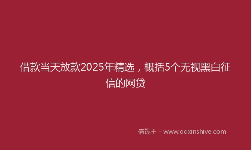 借款当天放款2025年精选，概括5个无视黑白征信的网贷