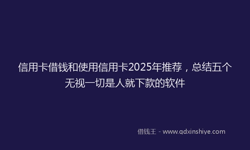 信用卡借钱和使用信用卡2025年推荐，总结五个无视一切是人就下款的软件