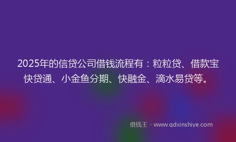2025年的信贷公司借钱流程有：粒粒贷、借款宝快贷通、小金鱼分期、快融金、滴水易贷等。