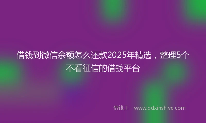 借钱到微信余额怎么还款2025年精选，整理5个不看征信的借钱平台