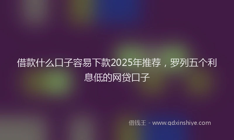 借款什么口子容易下款2025年推荐，罗列五个利息低的网贷口子