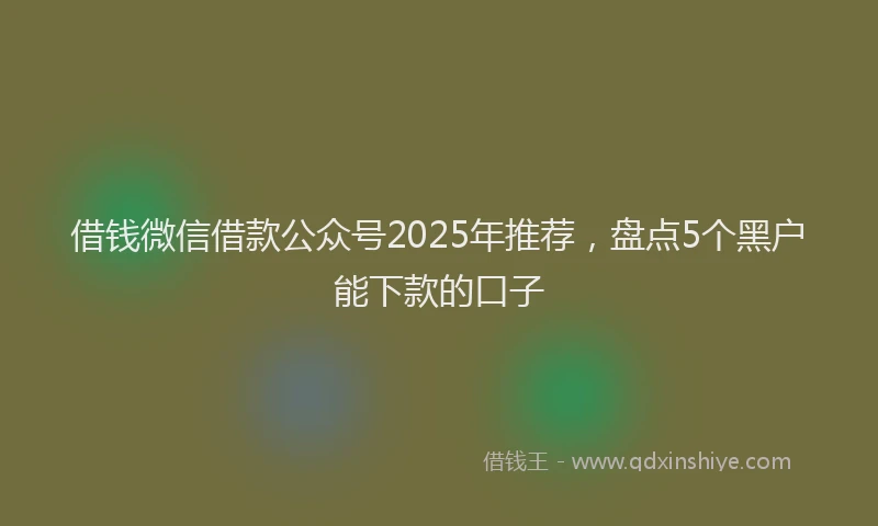 借钱微信借款公众号2025年推荐，盘点5个黑户能下款的口子