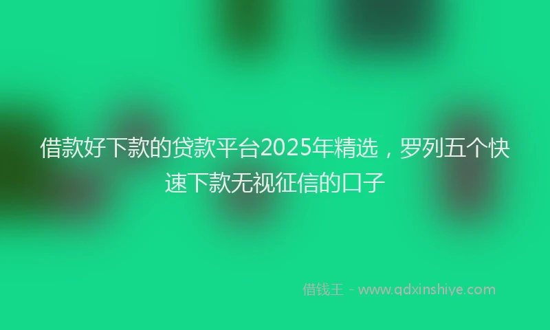 借款好下款的贷款平台2025年精选，罗列五个快速下款无视征信的口子