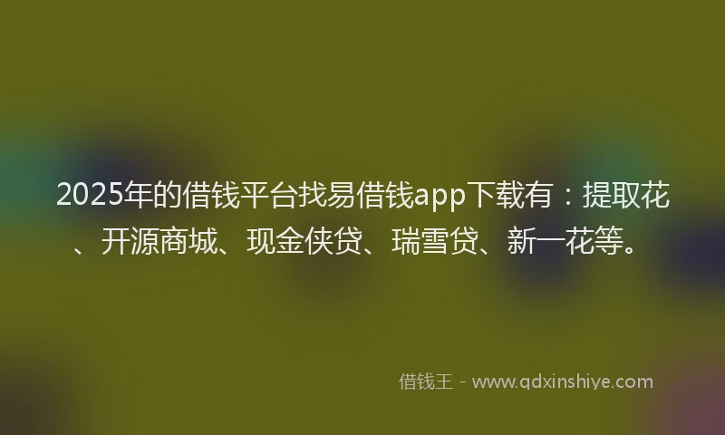 2025年的借钱平台找易借钱app下载有：提取花、开源商城、现金侠贷、瑞雪贷、新一花等。