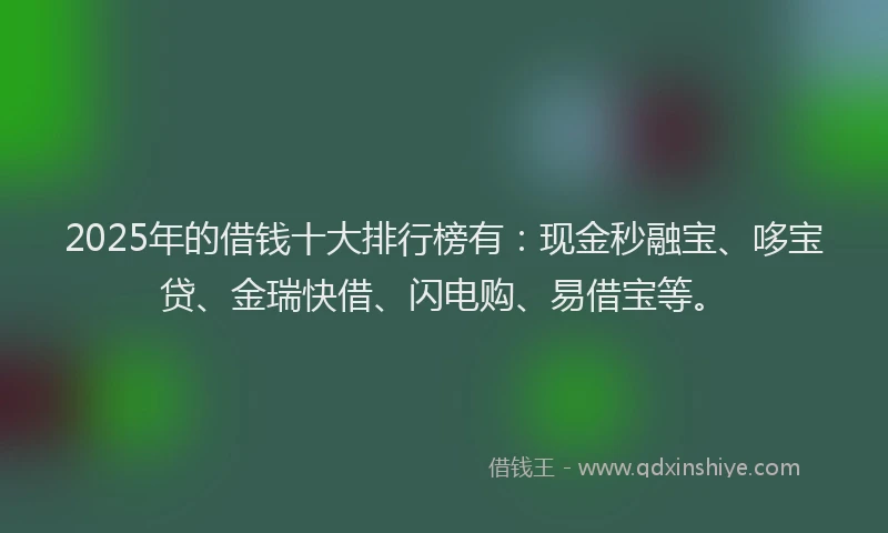 2025年的借钱十大排行榜有：现金秒融宝、哆宝贷、金瑞快借、闪电购、易借宝等。