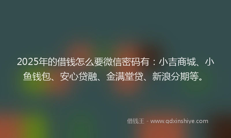 2025年的借钱怎么要微信密码有：小吉商城、小鱼钱包、安心贷融、金满堂贷、新浪分期等。