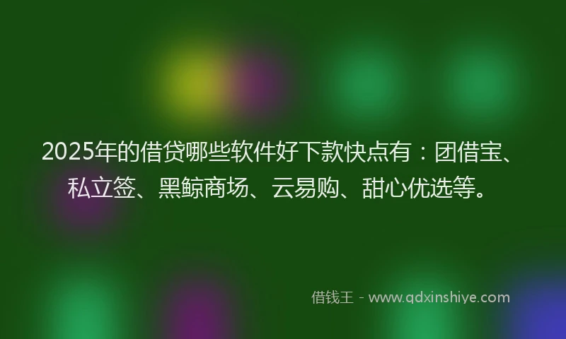 2025年的借贷哪些软件好下款快点有：团借宝、私立签、黑鲸商场、云易购、甜心优选等。