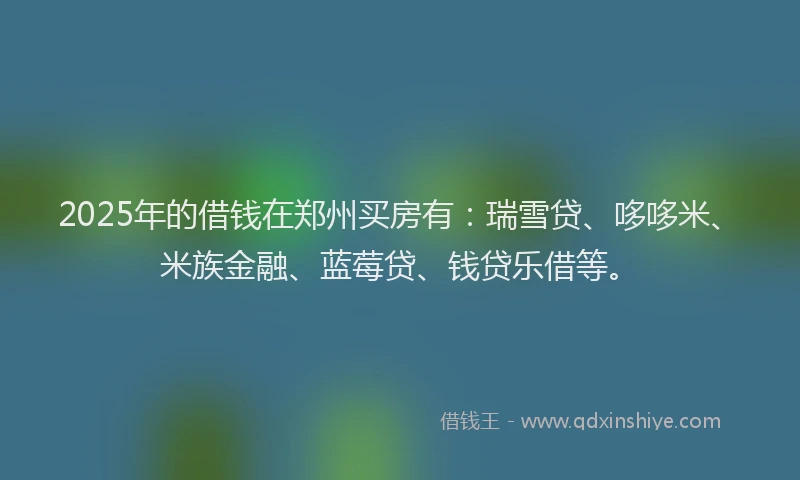 2025年的借钱在郑州买房有：瑞雪贷、哆哆米、米族金融、蓝莓贷、钱贷乐借等。