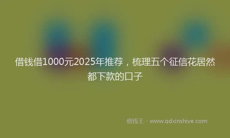 借钱借1000元2025年推荐，梳理五个征信花居然都下款的口子