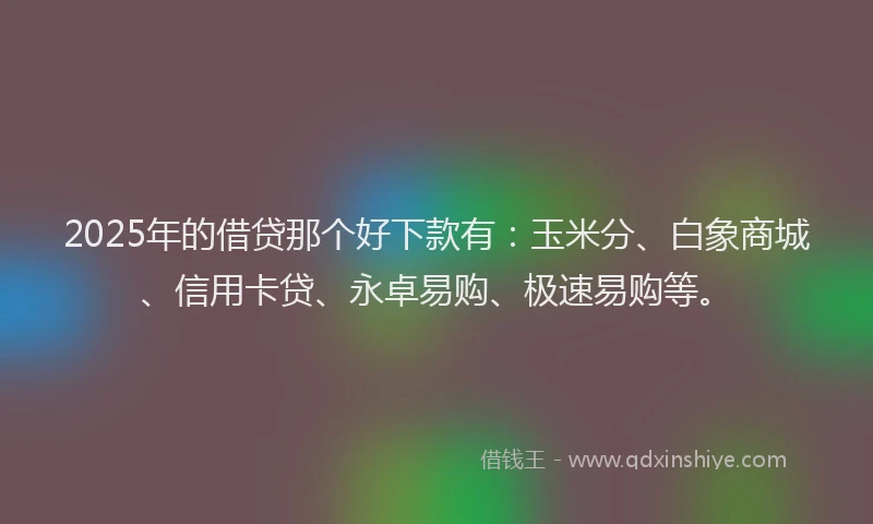 2025年的借贷那个好下款有：玉米分、白象商城、信用卡贷、永卓易购、极速易购等。