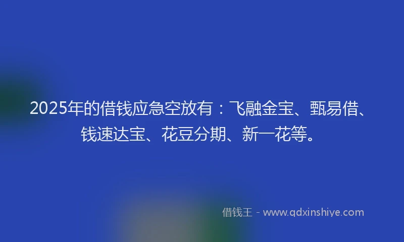 2025年的借钱应急空放有：飞融金宝、甄易借、钱速达宝、花豆分期、新一花等。
