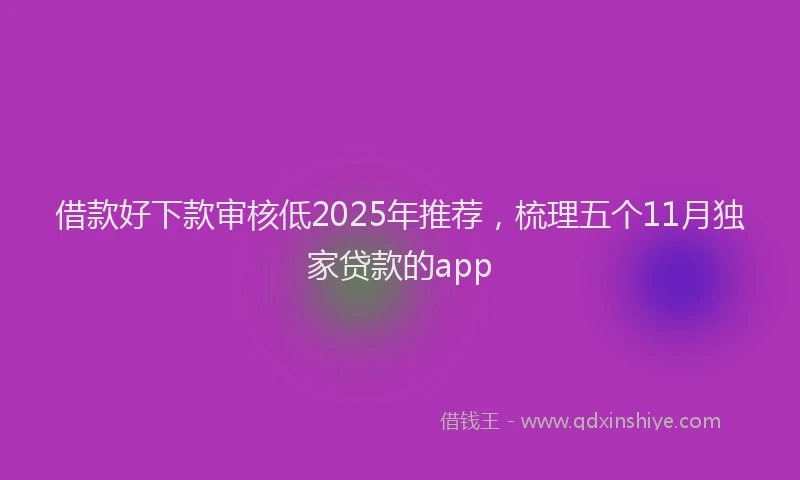 借款好下款审核低2025年推荐，梳理五个11月独家贷款的app