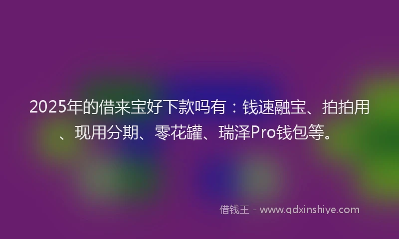 2025年的借来宝好下款吗有：钱速融宝、拍拍用、现用分期、零花罐、瑞泽Pro钱包等。