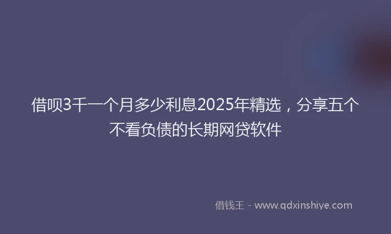 借呗3千一个月多少利息2025年精选，分享五个不看负债的长期网贷软件